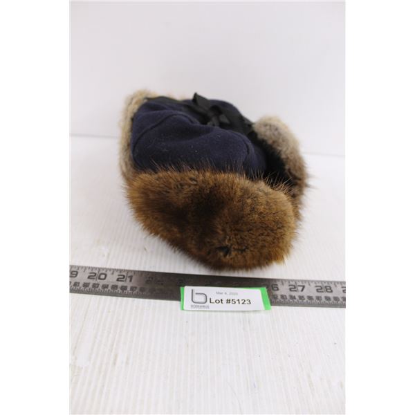 Winter Wool & Muskrat Fur Hat - Size Approx M