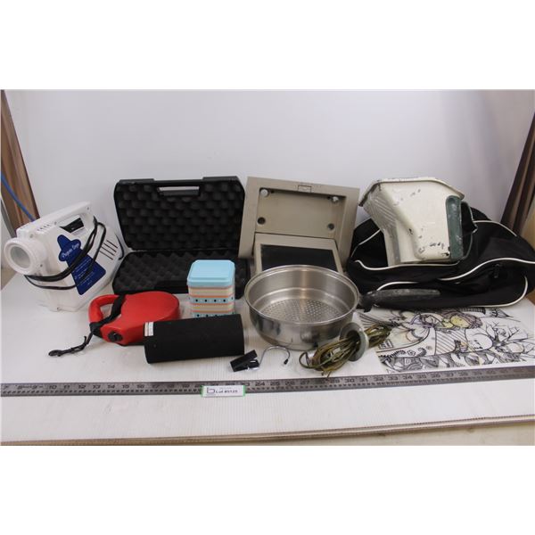 Apco Projector Scope - Tested, Panasonic Automotive TV Monitor - Untested, Walther Plastic Tote, Pai