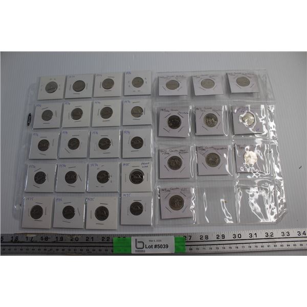 (30) 1974 - 1975 & 1867/1992 Anniversary Canadian 25 Cent Collector's Coins