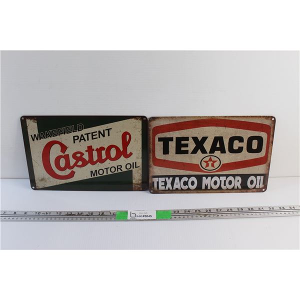 Castrol & Texaco Motor Oil Wall Signs - 12'' x 8''
