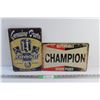 Image 1 : Chevrolet Genuine Parts & Champion Spark Plugs Wall Signs - 12'' x 8''