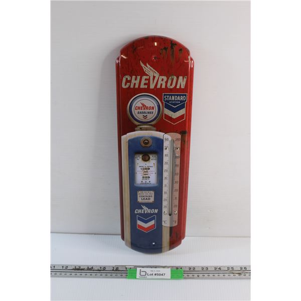 Chevron Gasolines Wall Thermometer 17'' x 5''