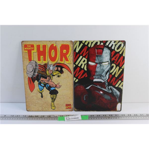 Thor & Iron Man Marvel Wall Signs - 12'' x 8''