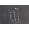 Image 2 : Silver Necklace with Purple Diamond Pendant - Authenticity Not Guaranteed