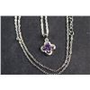 Image 3 : Silver Necklace with Purple Diamond Pendant - Authenticity Not Guaranteed