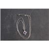 Image 4 : Silver Necklace with Purple Diamond Pendant - Authenticity Not Guaranteed