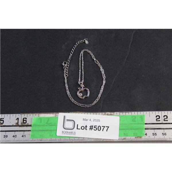 Silver Necklace with Apple Pendant - Authenticity Not Guaranteed