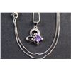Image 3 : Silver Necklace with Purple Diamond Pendant - Authenticity Not Guaranteed