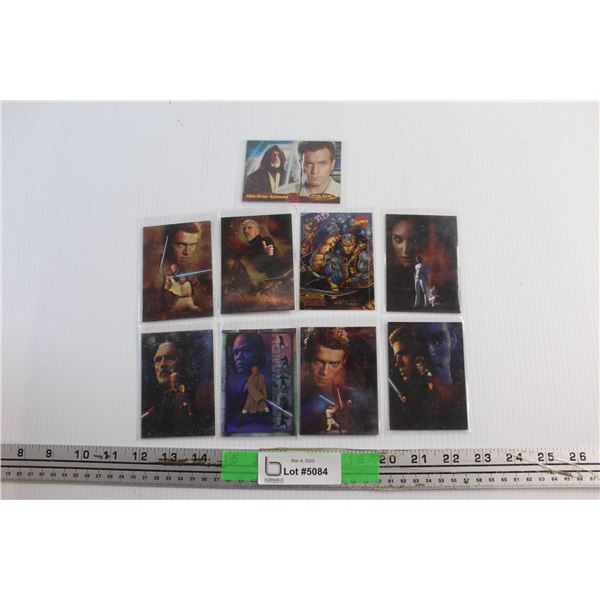 (9) Star Wars & Marvel Comics Silver Foil Trading Cards - Authenticity Not Guaranteed