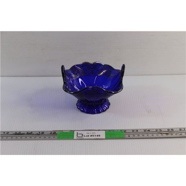 Silver Plated Cobalt Glass Bowl