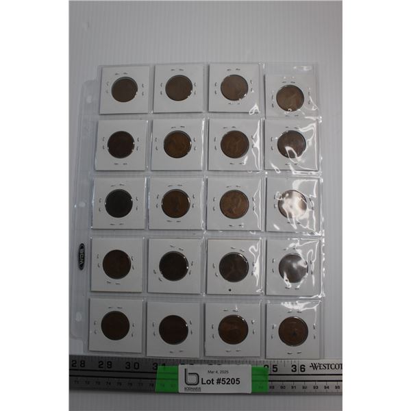 (20) Vintage Half & New Penny Canadians Coins