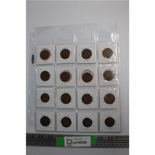(16) Vintage Half Penny Canadian Coins