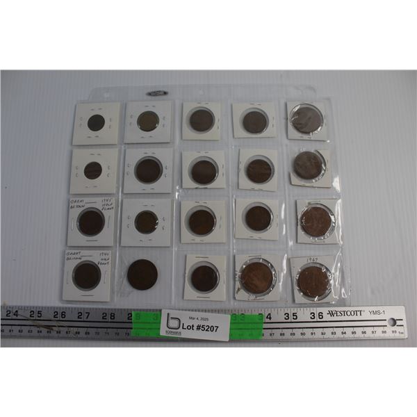 (20) Vintage One Penny, Half Penny and Three Pence British Coins