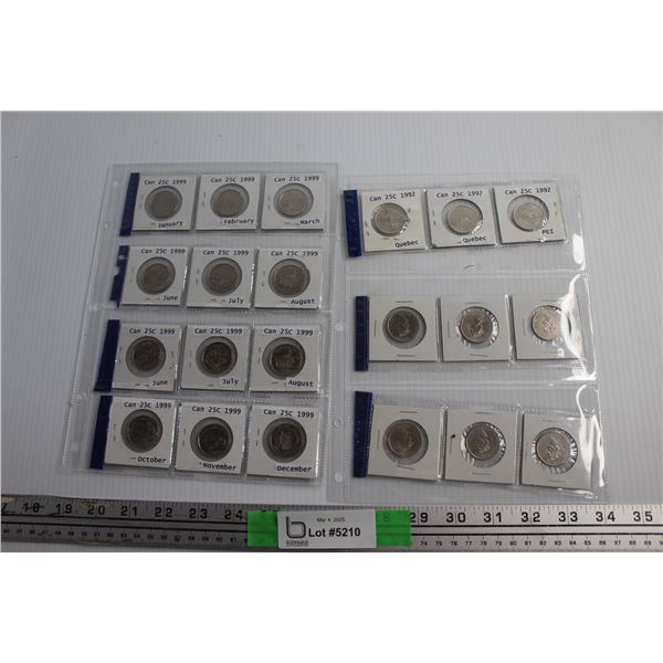 (21) Canadian 25 Cent Collectible Coins