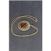 Image 2 : Brass Necklace and Agate Polished Stone Pendant - Authenticity Not Guaranteed