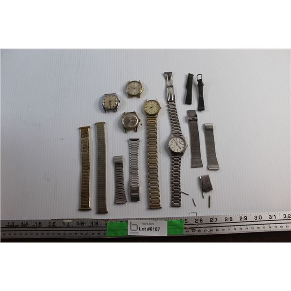 Quartz & Electric Movement Watches - As Is and Metal & Leather Watch Bracelets/Bands