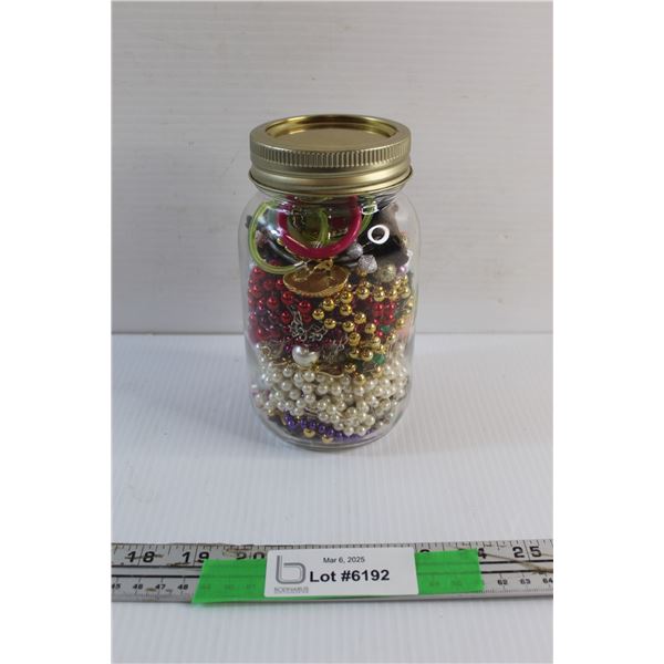 Pickling Jar and Assorted Jewelry