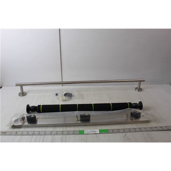 Teck Wall Mount Mop Hanger 26" Long, Towel Rack 33" Long & Bodyrox Door Gym