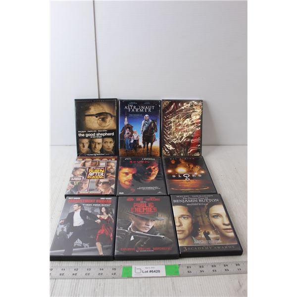 (9) DVDs- Moulin Rouge, Seven, The Adjustment Bureau, Misc.