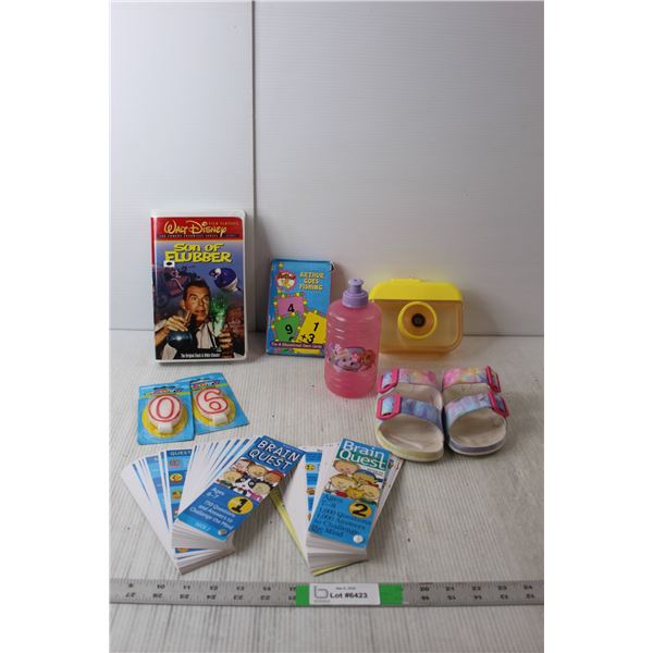 Son of Flubber VHS, Toddler Sandals- 12, (2) Brain Quest Games, Misc.