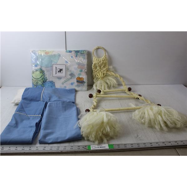 Macrame Decor 32" Long, Shower Curtain, Doll Pillow & Bed Sheets