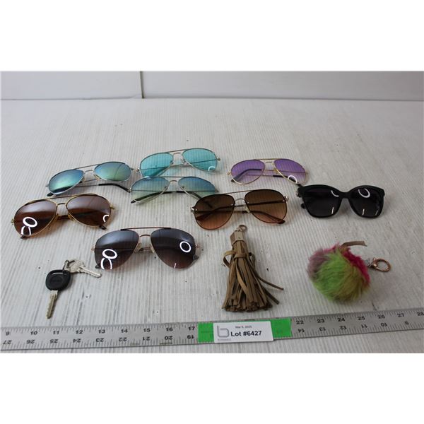 (8) Pairs of Sunglasses, (2) Keychains
