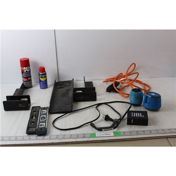 Extension Cord, (2) Levels, Portable Speakers, WD-40, Misc. WILL NOT SHIP