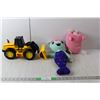 Image 1 : Crocheted Mermaid 18" Long, Moosh Moosh Stuffie, Toy Plastic Bulldozer 15" Long