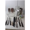 Image 3 : Kitchen Lot- (8) Knives, (2) Mixing Bowls, Mugs, Misc.