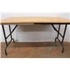 Image 2 : * (2) Collapsible Wooden Counter/Metal Leg Tables (52" x 28.5" & 48" x 24") As is