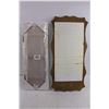 Image 2 : Vintage Wood Framed Mirror with Shelf 23" x 11.5" (Shelf Extend 3.5"), French Memory Board 21.25" x 