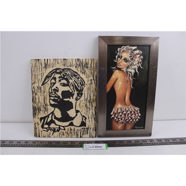 (2) Pieces of Wall Art (Tupac Shakur 8.25" x 10" & Doin the Dishes 12.75" x 7.25")