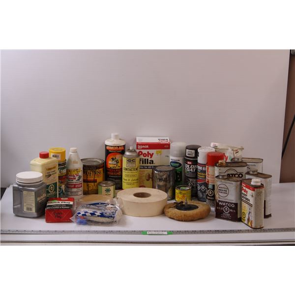 Numerous Paints, Paint Strippers, Polyfilla, Danish Oil, Buffers< Drywall Tape, Edge Banding and Pad