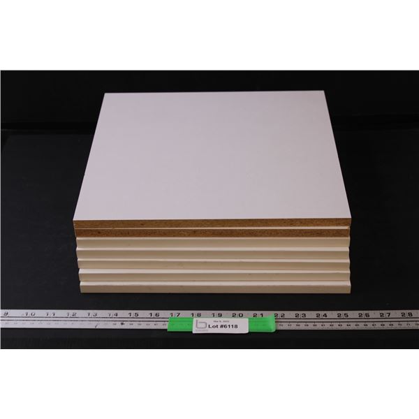 7 - 13"x13 1/2" White Chipboard Shelves and 4 - 13"x 21 1/2" Chipboard Shelves, one side finished