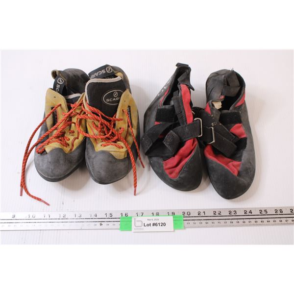 Scarpa Climbing Shoes (unable to determine size) and 5.10 Climbing Shoes US size 10 1/2