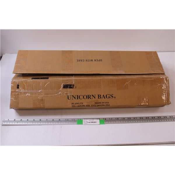 Box of Unicorn Mushroom Bags, about 3/4 full. Each bag is 38"x11