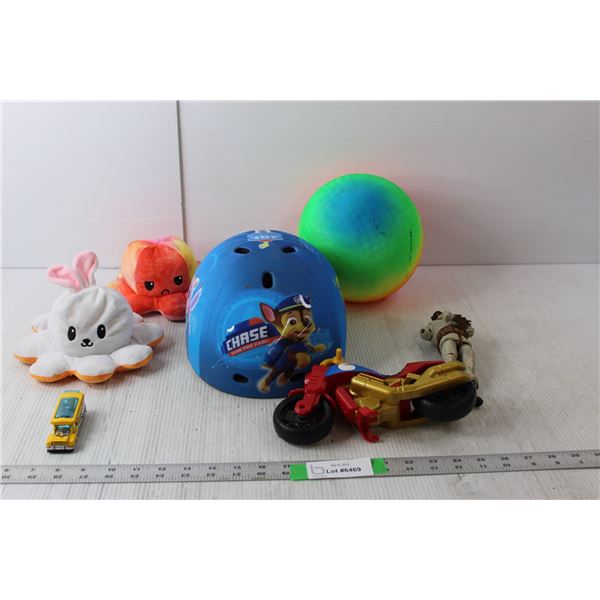 Kids' Lot- Paw Patrol Helmet 50-54 Cm, Ball, (2) Reversible Stuffies, Misc.