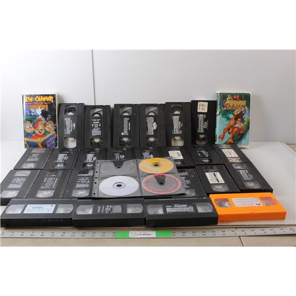 (8) CDs- Dido/ Oasis/ Matchbox Twenty, (28) Kids' VHS- The Lion King, Fly Away Home, Annie, Misc.