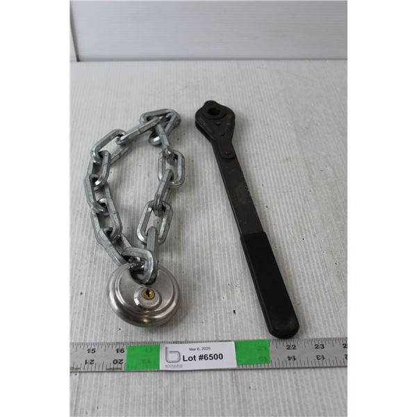 Torque Wrench 14.5" Long, Defense Lock & Chain- No Key