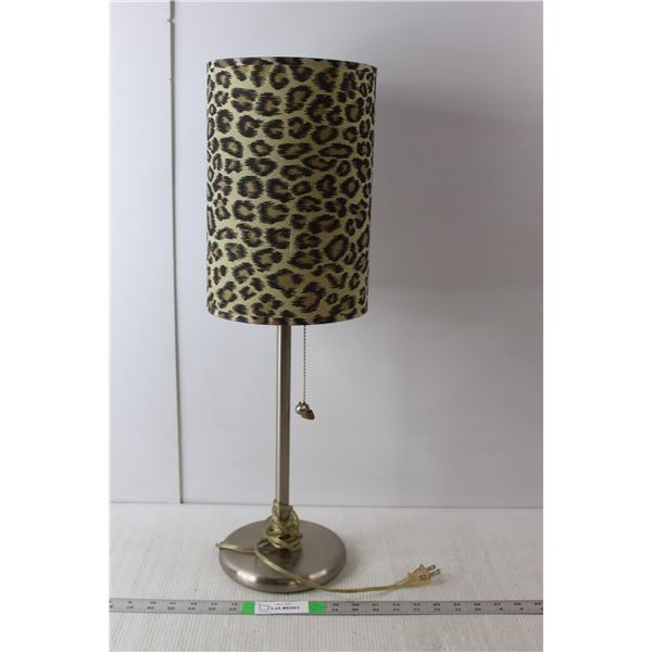 Lamp with 25.5" Tall with Leopard Shade- Powers On, As Is