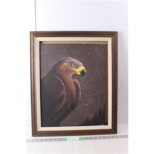 Framed Eagle Painting- As Is 23.75" Tall x 19.75" Wide