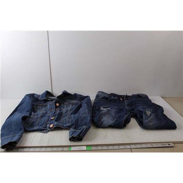 American Eagle Jean Jacket-S & Ripped Skinny Jeans-28