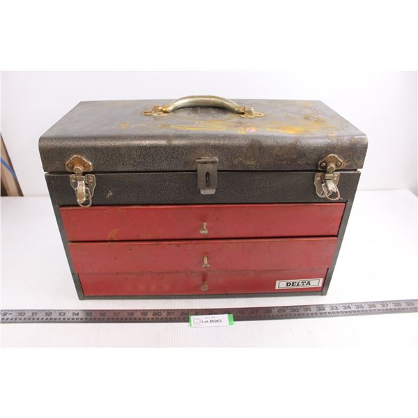 Metal 4 Drawer Tool Box 19" x 10" x 12.5" - As is