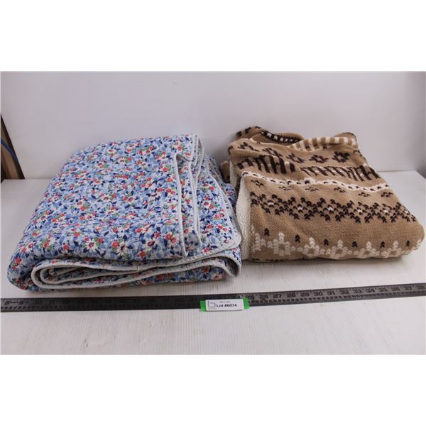 (2) Comforters (Blue 66" x 56" & Brown 48" x 48")