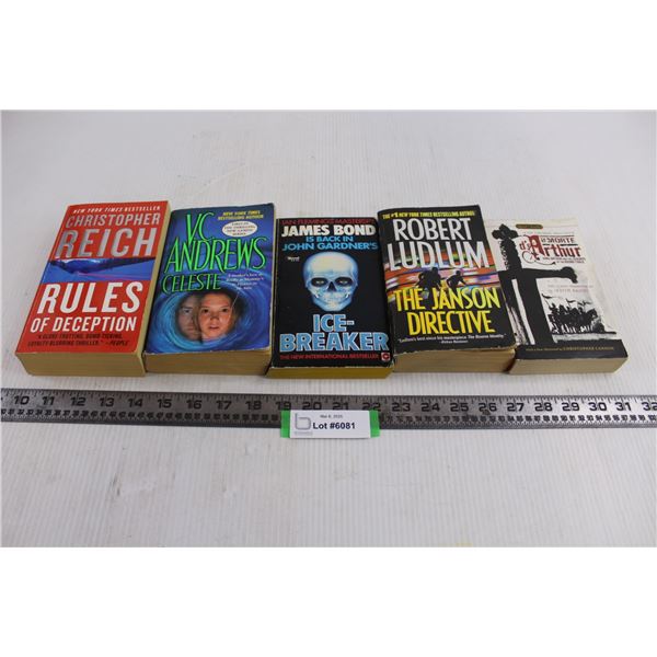 (5) Soft Cover Books (Rules of Deception, Janson Directive, James Bond