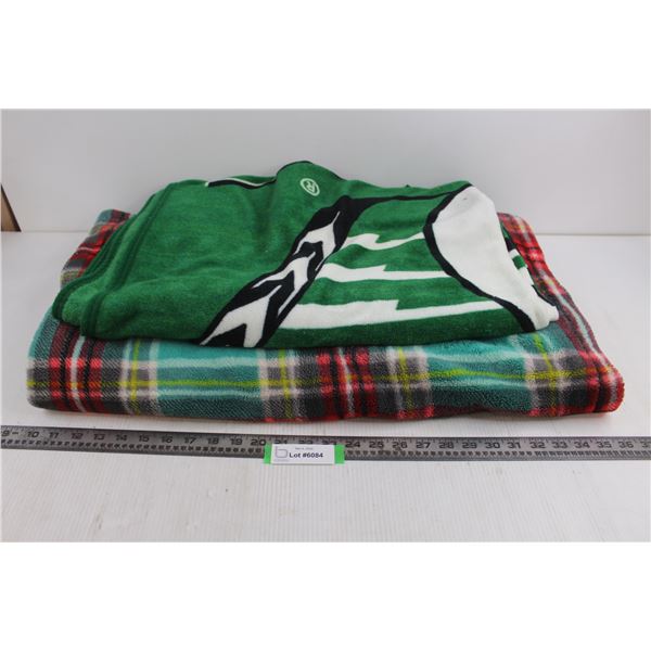 (2) Blankets (Saskatchewan Roughriders 56" x 40" & Multi-Color 60" x 52")