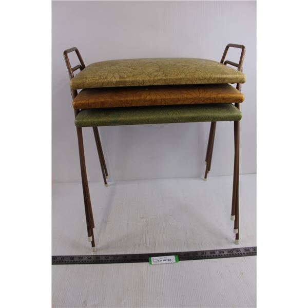 Set of 3 Vintage Stacking Stools - Seat 12" x 16", Seat Height 16" - As is