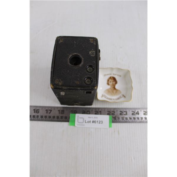Vintage Camera, Vintage Fine China Trinket Dish "H.M. Queen Elizabeth - Canada May 1939"