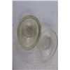 Image 3 : Vintage Dish Lot (2 Formed Glass Platters, Avon Egg Dish, Vases), (4) Coffee Mugs, Fire King Measure