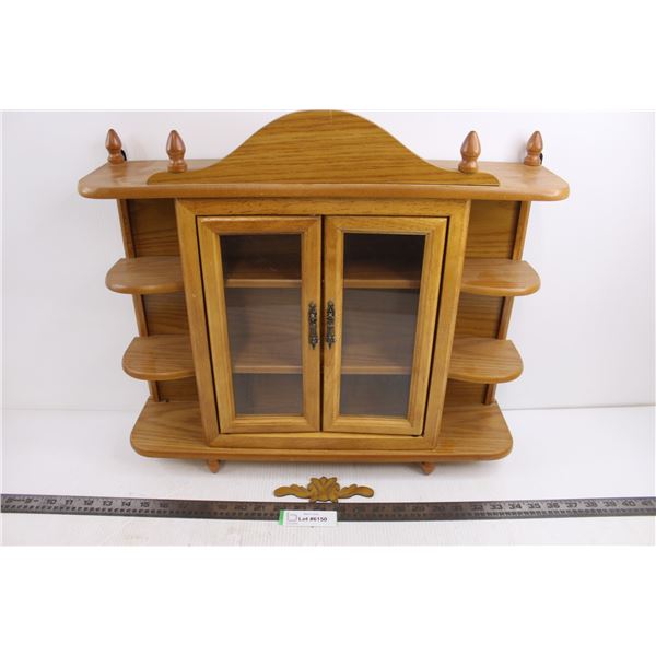 Vintage Wooden Display Shelf 21" x 19" x 5" - Top Decoration Needs to be re-installed